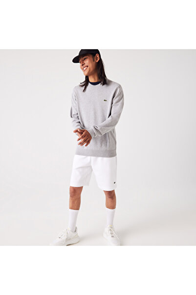 Lacoste Men's Regular Fit Crew Neck Organic Cotton Gray Knitwear