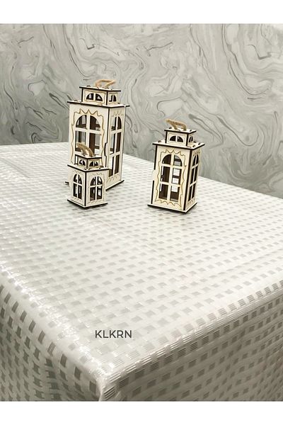 Kolkıran Züccaciye White and Gray Detailed Imported Pvc Oilcloth - Patterned Erasable Tablecloth