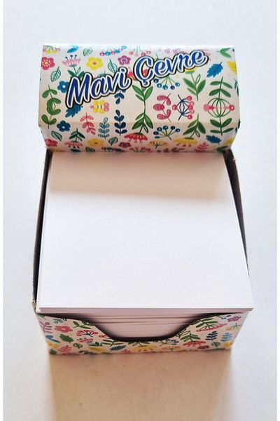 Modellino 500 Pieces Blue Surrounded White Paper Memo - Cube Square 8X8Cm