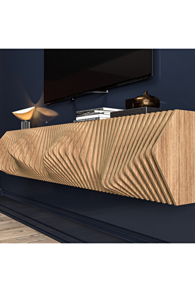 Barida Sanat Modern Tasarım Tv Ünitesi 160 Cm, Özel Tasarım Tv Sehpası, Parametrik Duvar Rafı, 160 Cm Uzunluk