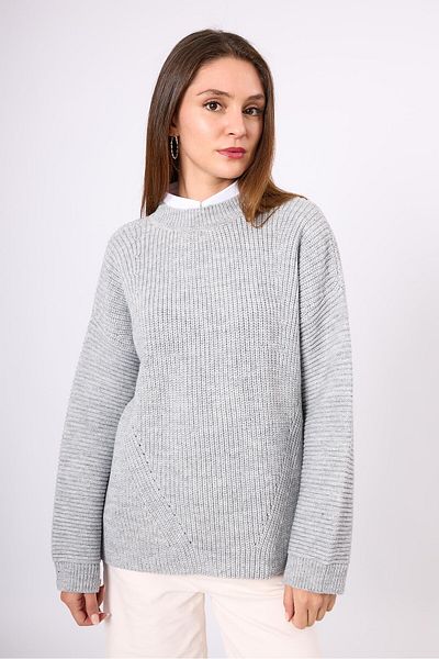 Peraluna Pulover de damă Nikita Grey Melange Knitwear - Tricotat Thessaloniki cu croială confortabilă
