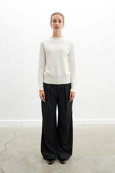 Peraluna Styleboom X Peraluna CHELSEA PULLOVER Bisiklet Yaka Standart Kesim Kadın Triko Kazak - Ekru