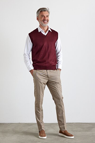 Livio Ferri Men's Plus Size Regular Cut V-Neck Sleeveless Sweater Knitwear Sweater