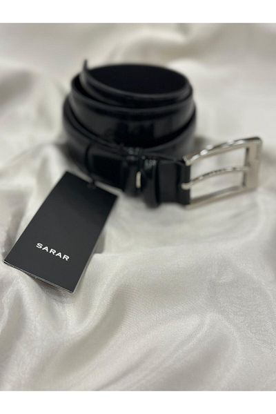 Sarar Genuine Leather Opening Patent Leather Black Belt