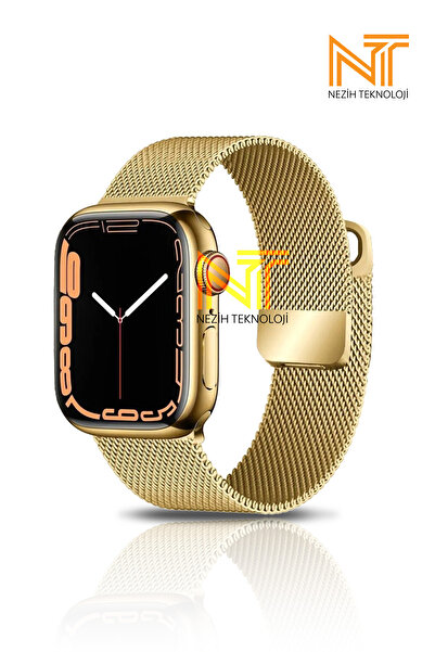 Nezih Case Apple Watch Seri 10 42mm Uyumlu Paslanmaz Hasır Örgü Metal Milano Kordon