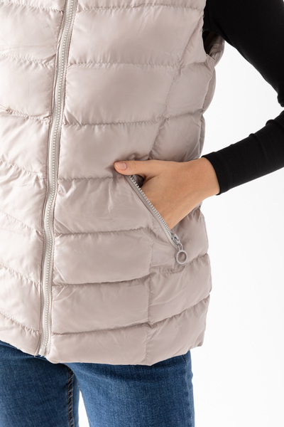 EtkiModa Γυναικείο φανελάκι με κουκούλα σε πέτρα χρώμα με φερμουάρ