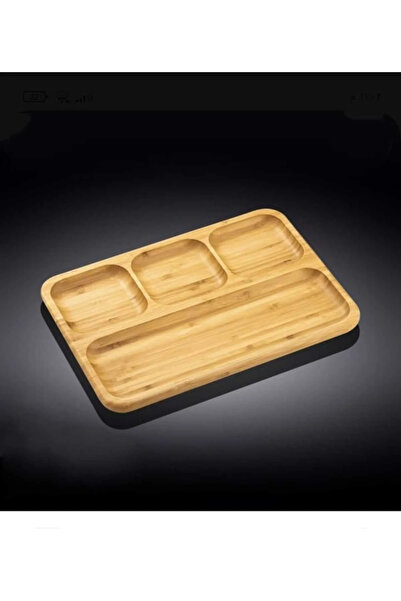btm home Dekoratif Bambu Sunumluk Tabak Bölmeli Servis Tabağı Çerezlik 25 x 1...
