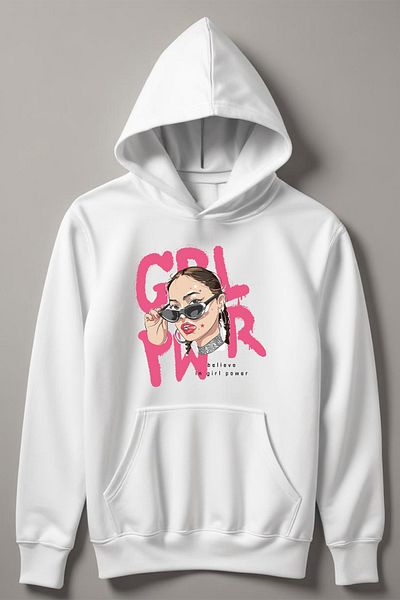 MYADA Hanorac pentru copii cu glugă cu imprimeu Girl Power Style 12474