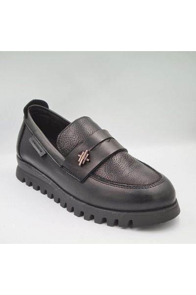 Mammamia D24KA-3270 Pantofi de zi cu zi pentru femei din piele naturală neagră