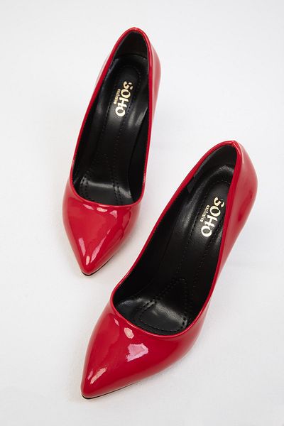 SOHO Patent Leather Red Women's Classic Heeled Shoes - 19720