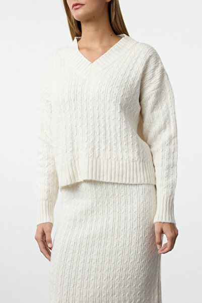 Trendyol Collection Πέτρινο μάλλινο πλεκτό πλέξιμο μαλλιών και κάτω κιτ - TWOAW25AU00002