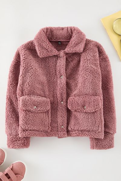 TRENDYOLKIDS Dívčí pletená fleecová bunda Dusty Rose TKDAW25CE00010