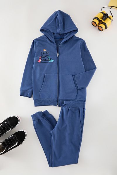 TRENDYOLKIDS Indigo Printed Knitted Set - Lower & Upper TKDAW25AU00039