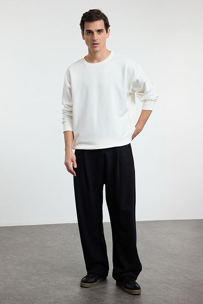 Trendyol Collection Світшот унісекс екрю оверсайз/широкий крій з суміші тканин базовий світшот TMNAW25SW00128