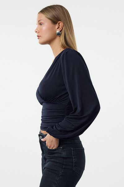 Trendyol Collection Stretch pletená halenka v námořnické modré - Dlouhý rukáv, Detail s dvojitým lemováním Twoaw25Bz00021