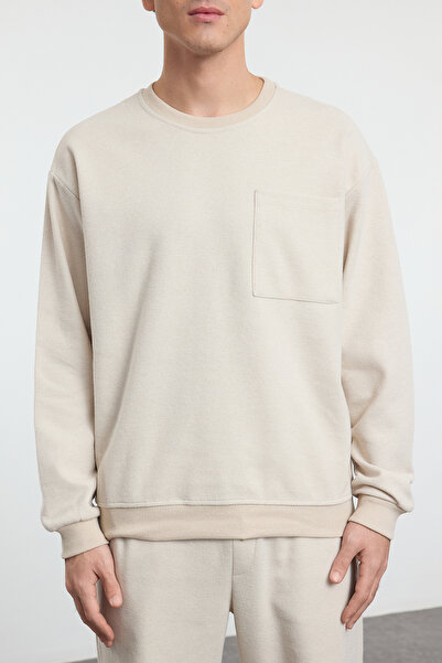 Trendyol Collection Unisex Oversize Tracksuit Set - Stone Tmnaw25Em00003