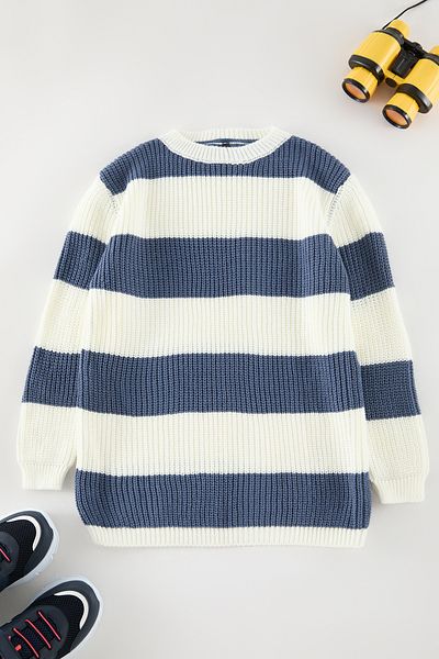TRENDYOLKIDS Ecru*001 Boy Color Block Mini Me Sweater Tkdaw25Kz00010