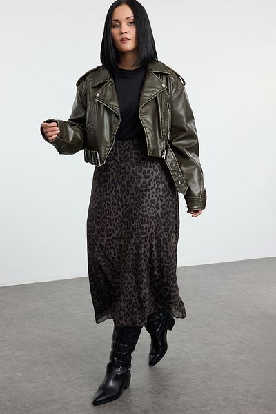 Plus size khaki skirt blazer new arrivals
