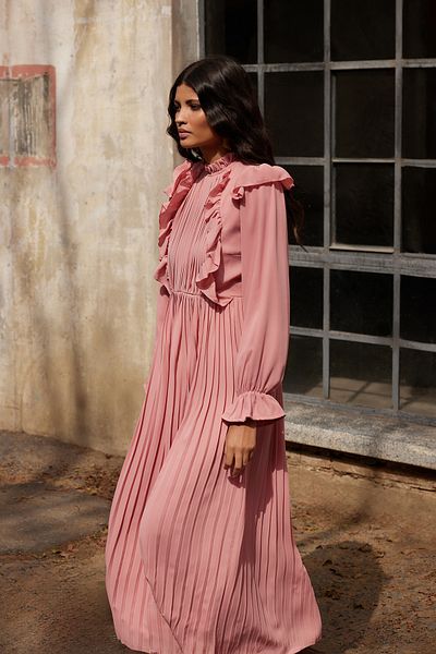 Trendyol Modest Φόρεμα με πλισέ Dusty Rose - X AI TCTAW25EL00000