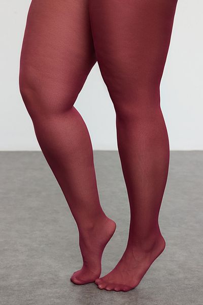 Trendyol Curve Opakowanie 2 sztuk rajstop w kolorze ecru i claret red 40 Den Plus Size - Tbbaw23kc00004