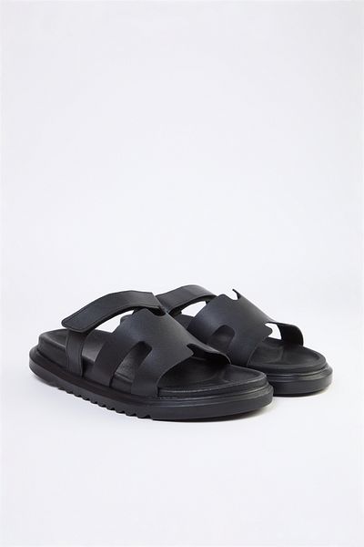 TRENDYOL SHOES Black Velcro Thick Sole Women's Slippers Takaw25Te00007