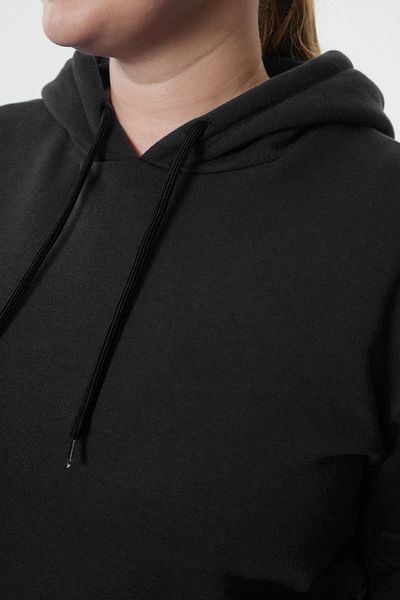 Trendyol Curve Μαύρο φούτερ με κουκούλα Fleece Plus Size - TBBAW25AO00002