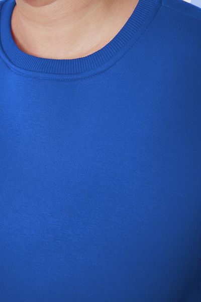 Trendyol Curve Μπλε Basic πλεκτό φούτερ - Oversize Cut, Crew Neck, Fleece Inner Design