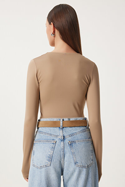 Happiness İstanbul Dámská norková krajka s výstřihem do V Cv00037