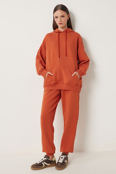 Happiness İstanbul Ziegelfarbenes Damen-Sweatshirt- und Jogginghose-Set – PYS0027