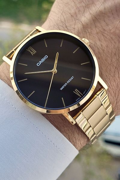 Casio Men's Wristwatch with Brown Band Gold Color 2 Years Warranty