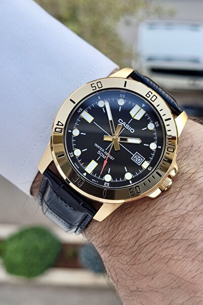 Casio Kasası Altın Kordonu Siyah Renk 2 Yıl Garantili Erkek Kol Saati