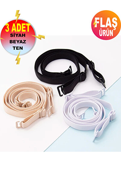 KEMSON 3 perechi de bretele pentru sutien în 3 culori alb, negru și culoarea pielii