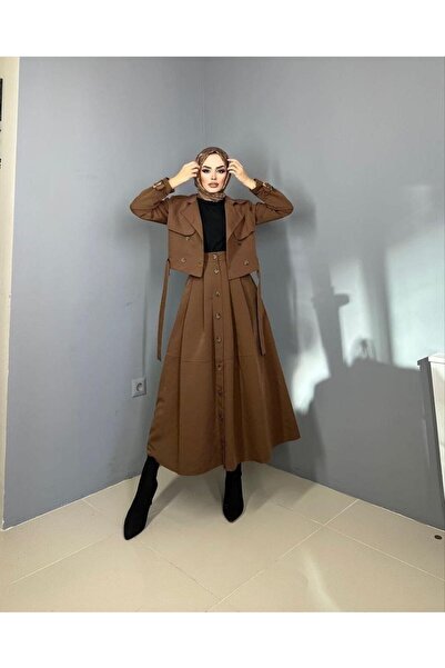 ELİSA Belden Bağlamalı Trenç Etekli Takım