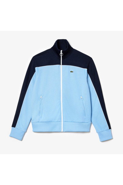 Lacoste Kadın Regular Fit Fermuarlı Renk Bloklu Mavi Sweatshirt