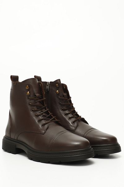 GÖNDERİ(R) Dark Brown Floater Gön Genuine Leather Zippered Lace-Up Men's Boots 81501
