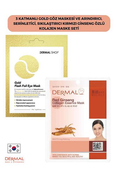 Dermal Gold Colored 3-Layer Eye Mask and Collagen - Cooling and Firming, Red Ginseng Extract m