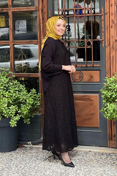 Invee طقم تنورة بلوزة 7008 أسود
