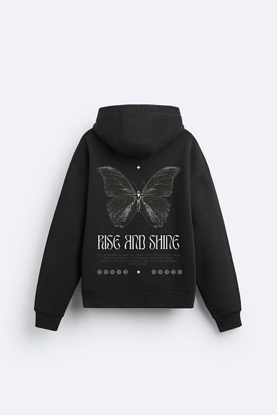 CrazyShopping Hanorac oversize cu glugă, cu buzunar cangur, imprimat în față și în spate