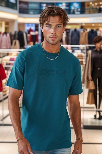 Mogi Butik Ανδρικό μπλουζάκι με χτενισμένο βαμβάκι με κανονική εφαρμογή με έγχυση 3062