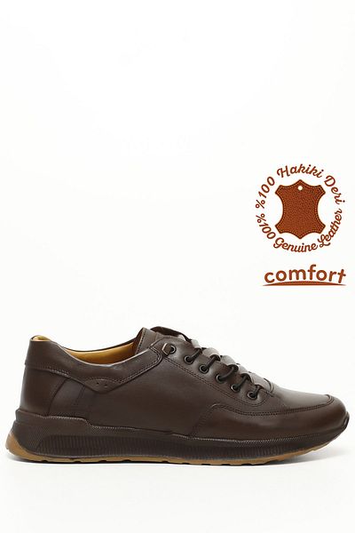 GÖNDERİ(R) Men's Brown Antique Lace-Up Genuine Leather Comfort Sneaker