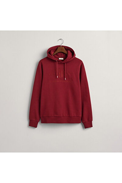 Gant Ανδρικό φούτερ με κουκούλα με κανονική εφαρμογή μπορντό