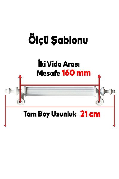 Badem10 (PLASTIC HARD) Polavit 160 mm Mobilier alb Sertar de bucătărie Capac dulap Mâner dulap Mâner