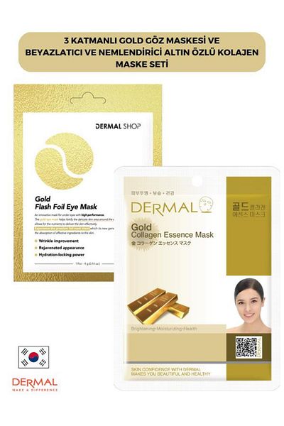 Dermal Gold 3-layer Eye Mask and Whitening Moisturizing Collagen Gold Mask Set