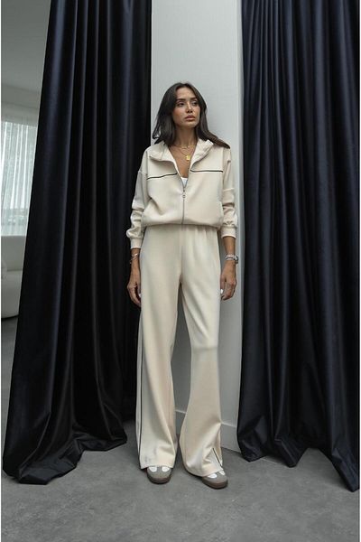 Havoş Pacino Beige Tracksuit Set - Stripe Detailed