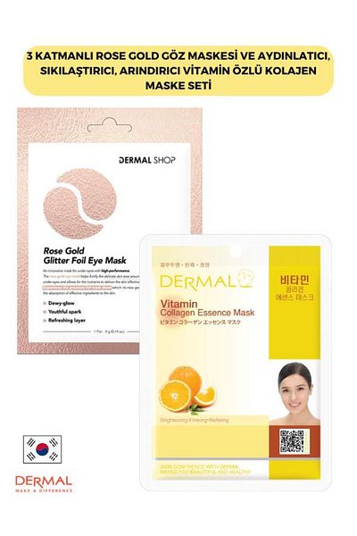 Dermal Rose Gold 3-layer Eye Mask - Brightening, Firming and Purifying Vitamin Extract Collagen