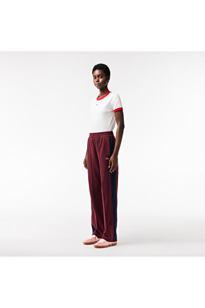 Lacoste Kadın Straight Fit Renk Bloklu Bordo Eşofman Altı