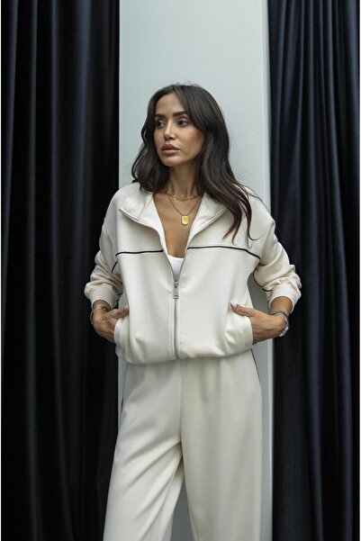 Havoş Σετ φόρμας Pacino Beige - Λεπτομερής ρίγα