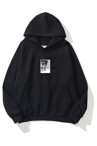 The Champ Clothing Унисекс суитшърт с качулка и полар, щампа David, черен, голям размер