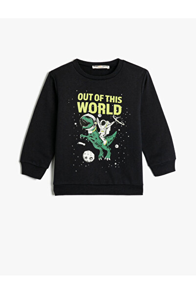 Koton Sweatshirt mit langen Ärmeln und Rundhalsausschnitt mit Weltraummotiv u...