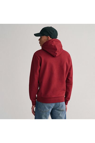 Gant Men's Burgundy Regular Fit Hooded Logo Sweatshirt